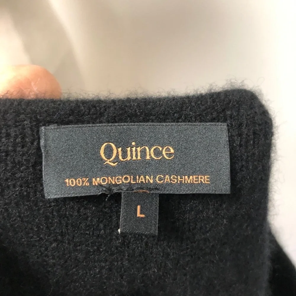 Quince Cardigan Womens Large Black Mongolian Cashmere Structured Minimalist